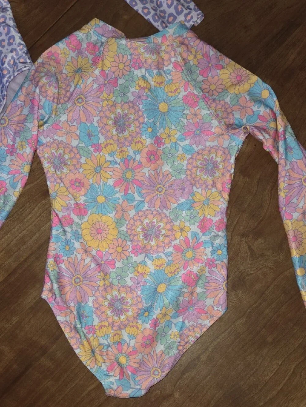 wonder nation Girls Long Sleeve Rashguard Swim Set - Pink, Purple, Multi Floral
